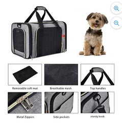 Pet Carrier Airline Approved Foldable Soft Side Carrier for 17lbs Travel Bag