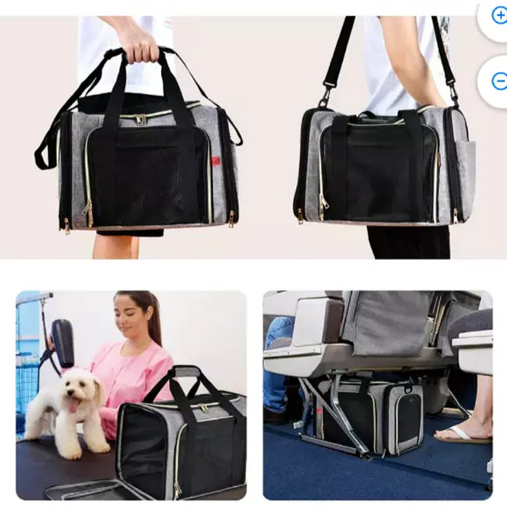 Pet Carrier Airline Approved Foldable Soft Side Carrier for 17lbs Travel Bag