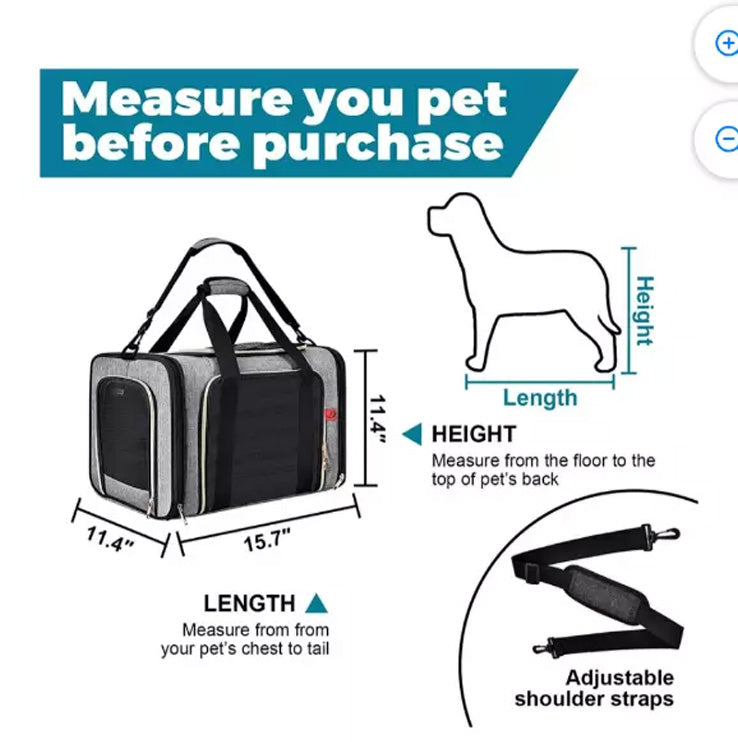 Pet Carrier Airline Approved Foldable Soft Side Carrier for 17lbs Travel Bag